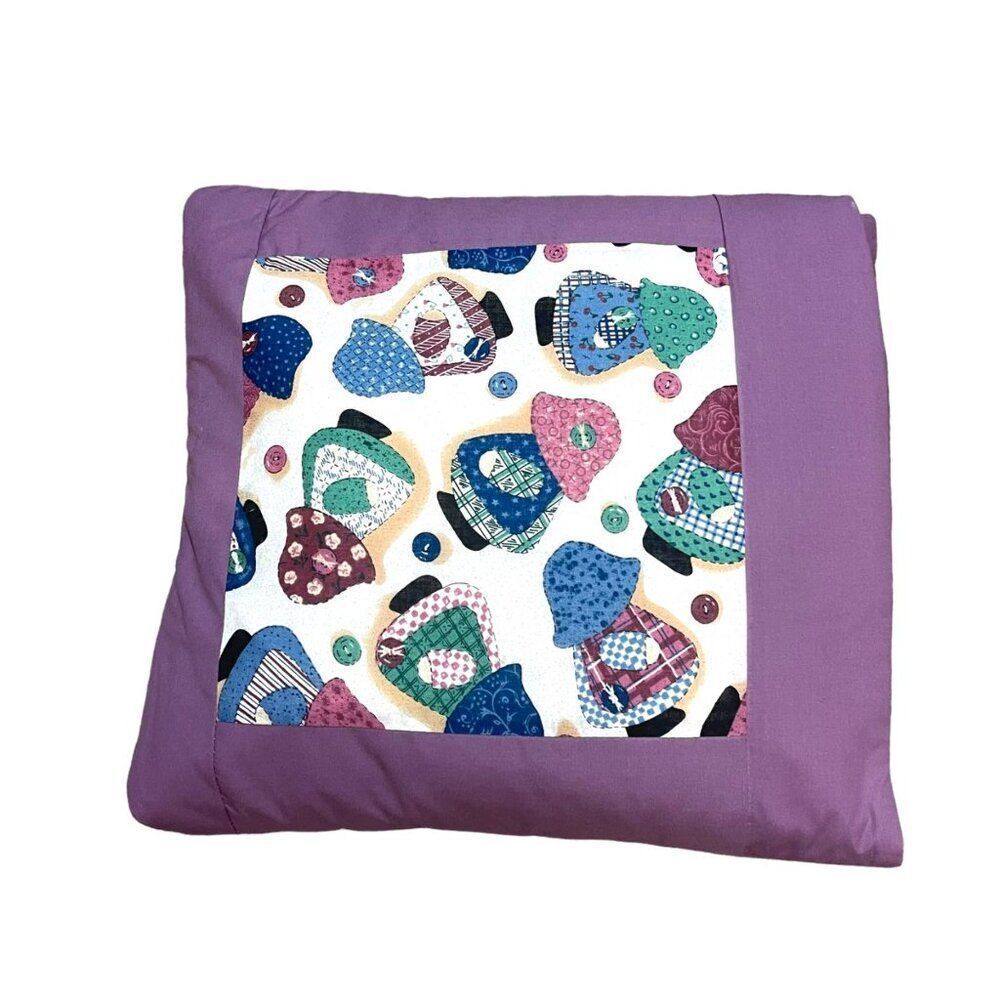 Handmade Patchwork Pillow quilt Quillow Sunbonnet Sue Lavender Purple Cozy NEW
